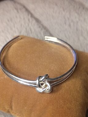 Silver Knot Open Cuff Bracelet for Women